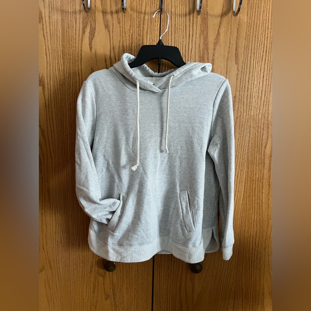 Anthropologie Paper Crane Cream/Gray Striped Hoodie Size S